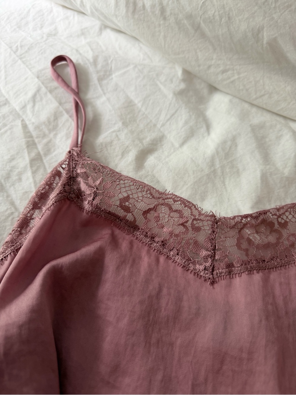Lace-Trim Slip Cami in Dusty Rose